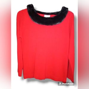 Designers Originals Red and Black Long Sleeve Sweater